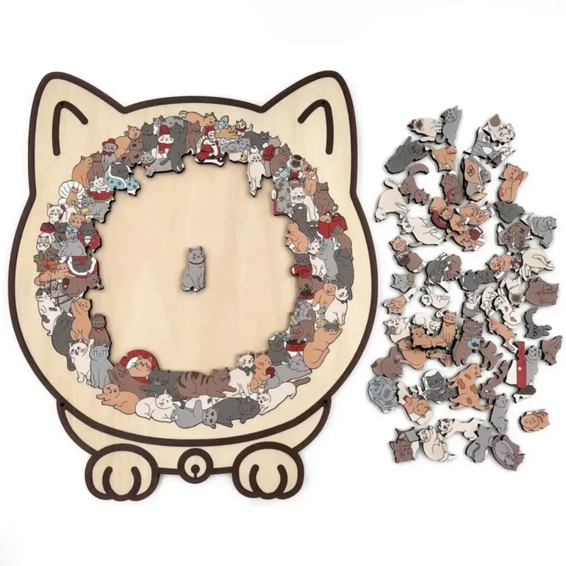 Katzen Puzzle Aus Holz - 135 Teile, Mit Rahmen, Für Erwachsene & Kinder, Deko Für Zuhause