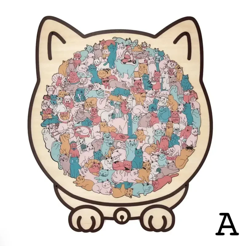 Byzieir Puzzle en Bois 3D Forme De Chat 135 Pièces Cadeau Créatif pour Amateurs De Chats Et Collectionneurs Jeu Éducatif pour éveloppement Cérébral Et étente en Famille Entre Amis Ou en